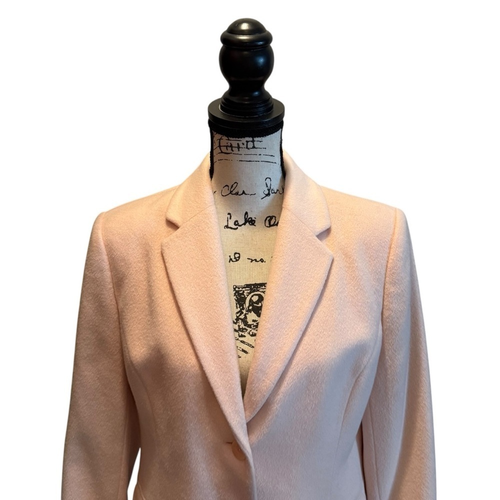Talbots Blazer Jacket Angora Rabbit Hair Wool Light Baby Pink Size 8 NWOT Office - Picture 2 of 10
